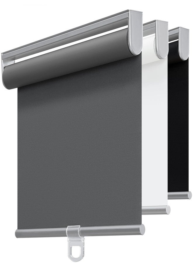 TOVALOR Cordless 100% Blackout Roller Shades for Windows,UV Protection Pull Down Shades,Room Darkening Door Blinds Thermal Insulated Fabric for Home Office and Bedroom(17" W x 72" H,Grey) - Image 1